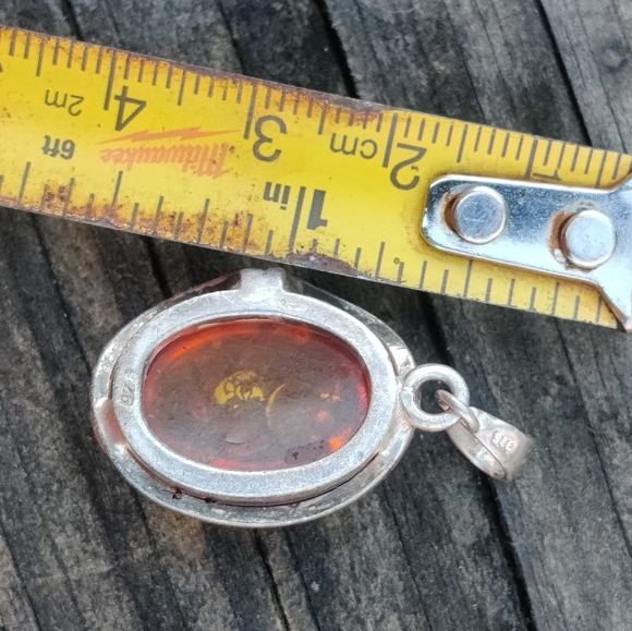 Vintage Sterling Amber Pendant - Picture 4 of 4